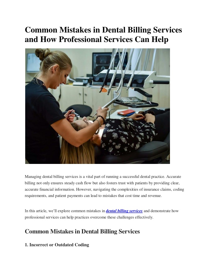 common mistakes in dental billing services