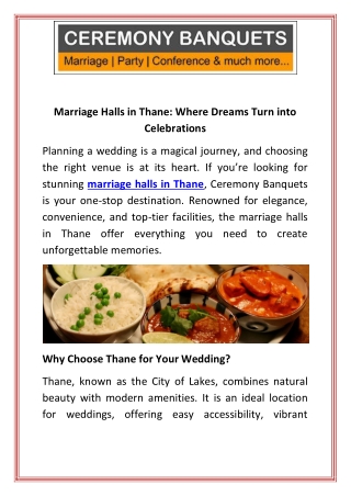 Marriage Halls in Thane  Where  Dreams Turn into Celebrations