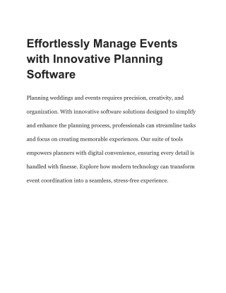 Effortlessly Manage Events with Innovative Planning Software