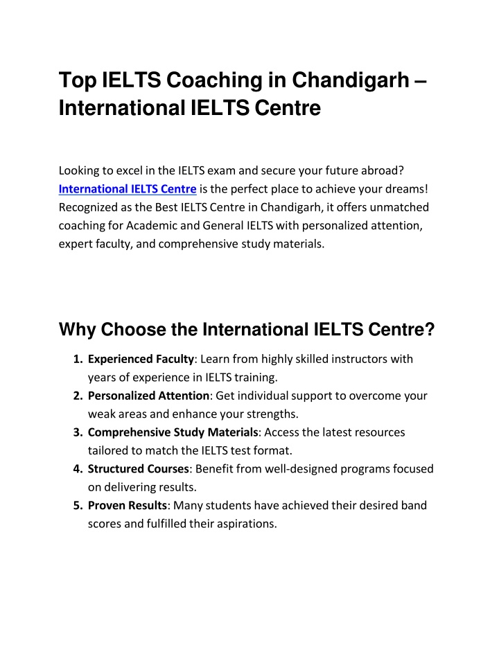 top ielts coaching in chandigarh international ielts centre