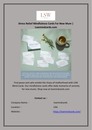 Stress Relief Mindfulness Cards For New Mum | Lswmindcards.com