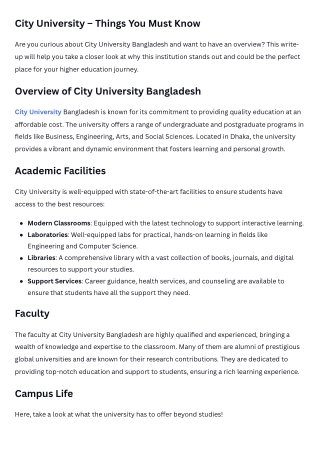 city university things you must know