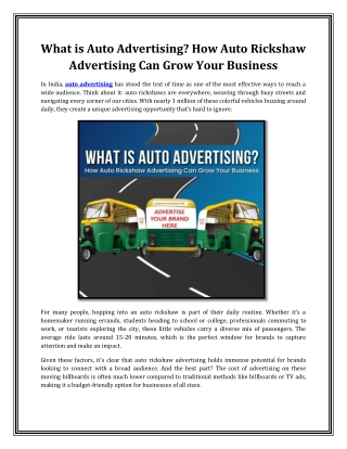 What is Auto Advertising? How Auto Rickshaw Advertising Can Grow Your Business