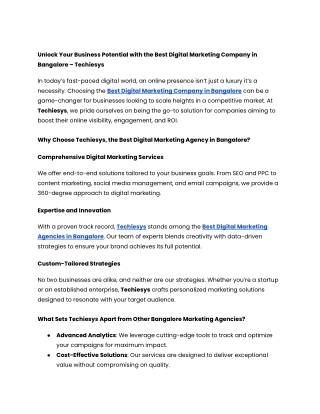 Best Digital Marketing Company in Bangalore – Techiesys