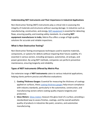 understanding ndt instruments and their