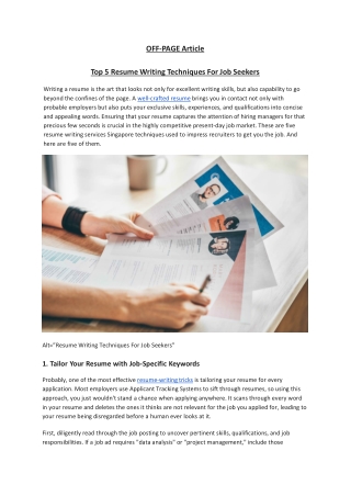 Top 5 Resume Writing Techniques For Job Seekers