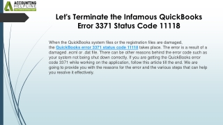 let s terminate the infamous quickbooks error 3371 status code 11118