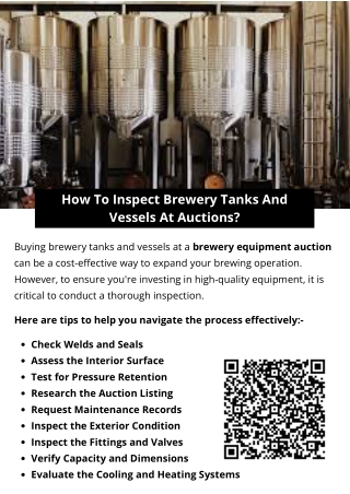 How To Inspect Brewery Tanks And Vessels At Auctions?