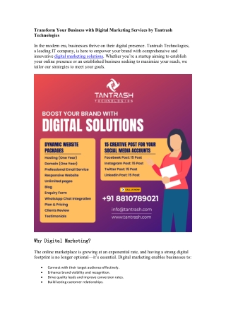 Digital Marketing Services by Tantrash Technologies