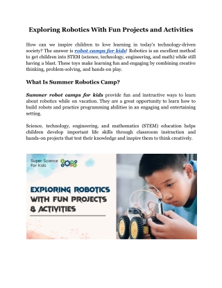 Exploring Robotics With Fun Projects and Activities