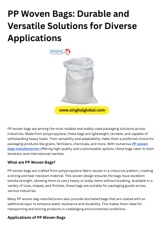 PP Woven Bags Durable and Versatile Solutions for Diverse Applications