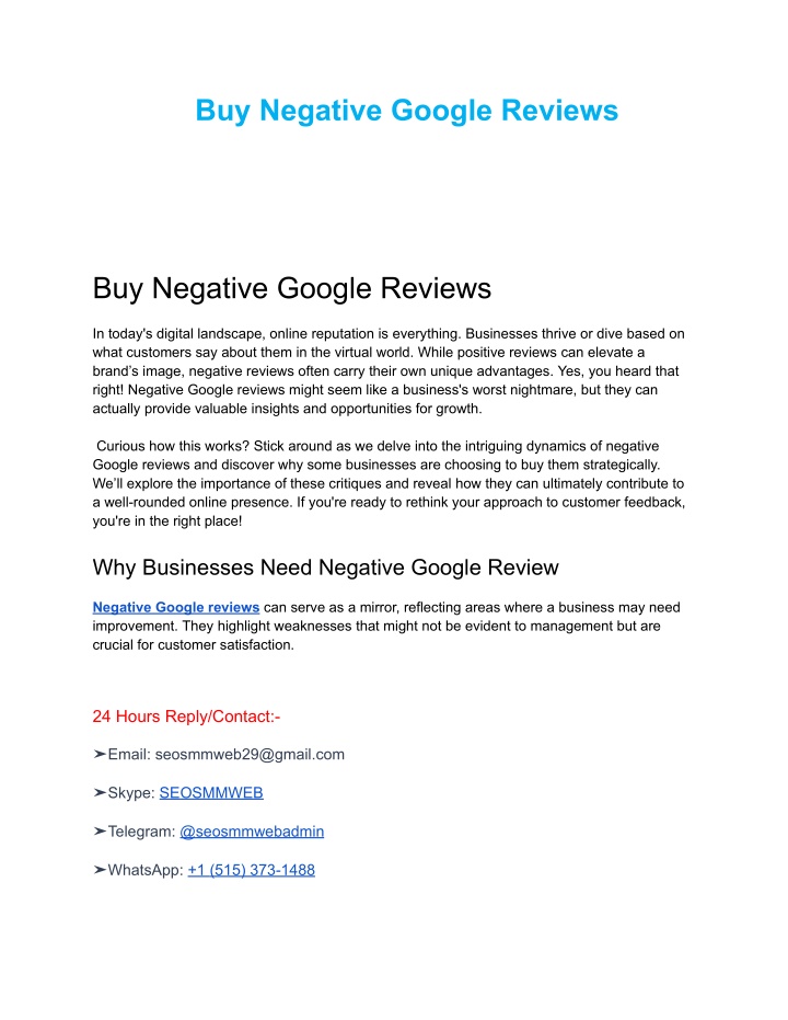 buy negative google reviews