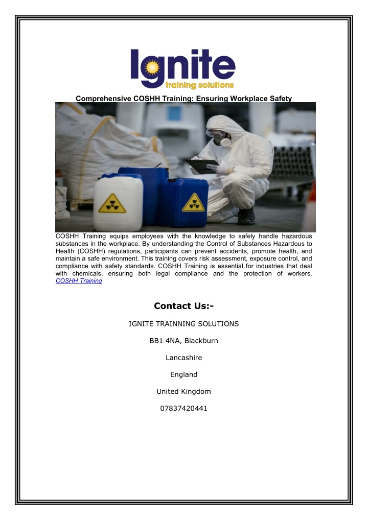 comprehensive coshh training ensuring workplace