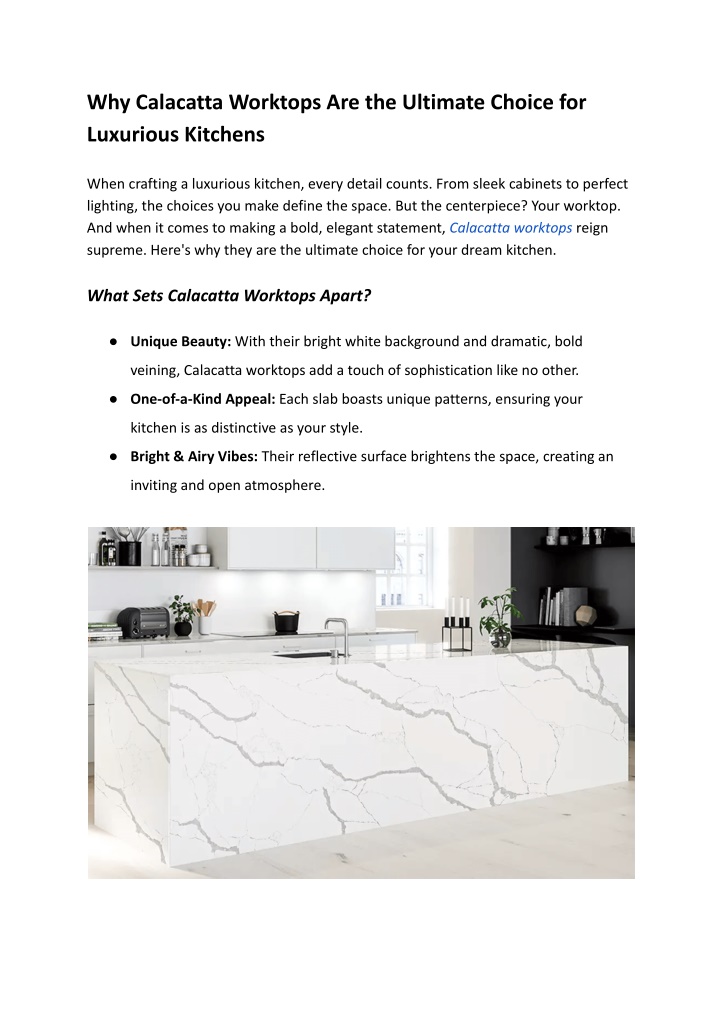 why calacatta worktops are the ultimate choice