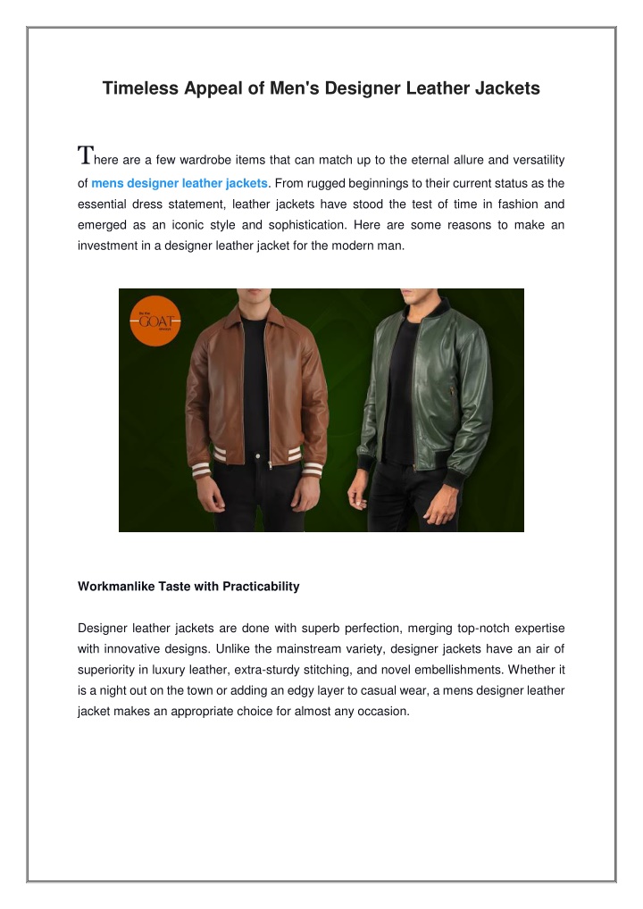 timeless appeal of men s designer leather jackets