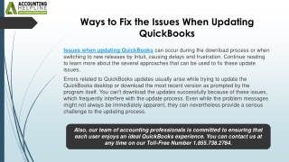 ways to fix the issues when updating quickbooks