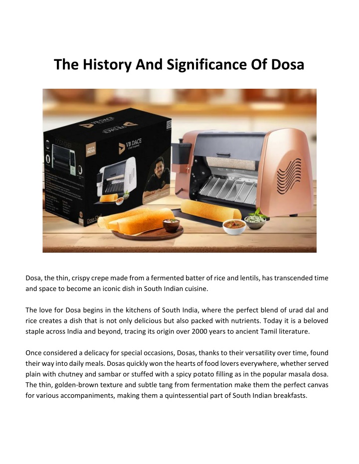 the history and significance of dosa