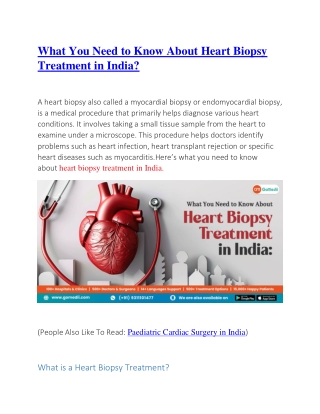 What You Need to Know About Heart Biopsy Treatment in India