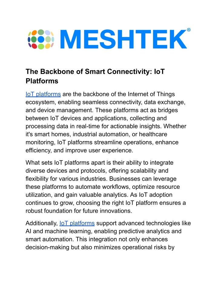 the backbone of smart connectivity iot platforms