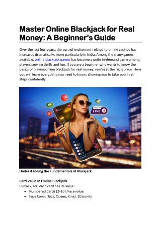Master Online Blackjack for Real Money