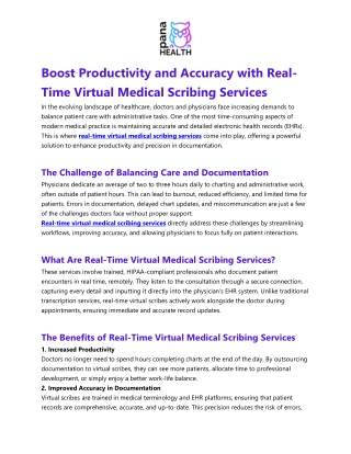 Boost Productivity and Accuracy with Real-Time Virtual Medical Scribing Services