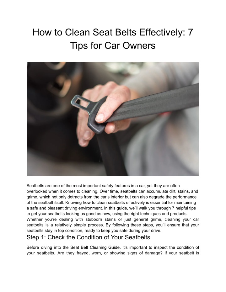 how to clean seat belts effectively 7 tips