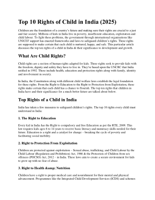 Top 10 Rights of Child in India