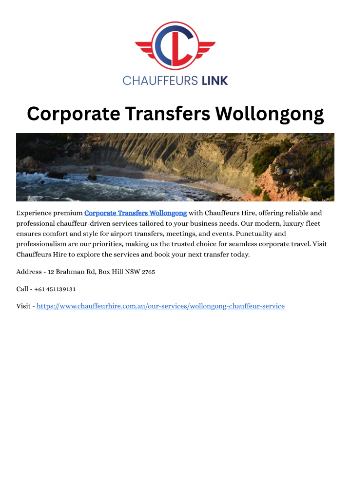 corporate transfers wollongong