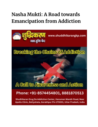 nasha mukti a road towards emancipation from