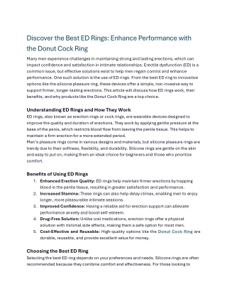 Discover the Best ED Rings Enhance Performance with the Donu