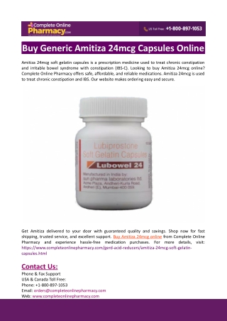 Buy Generic Amitiza 24mcg Capsules Online