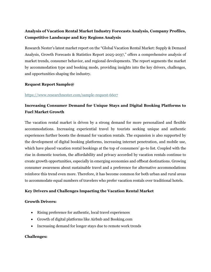 analysis of vacation rental market industry