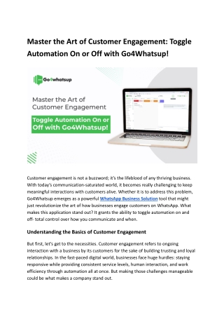 Master the Art of Customer Engagement: Toggle Automation On or Off with Go4Whats