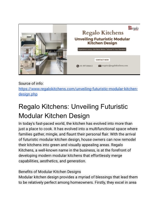 Regalo Kitchens: Unveiling Futuristic Modular Kitchen Design