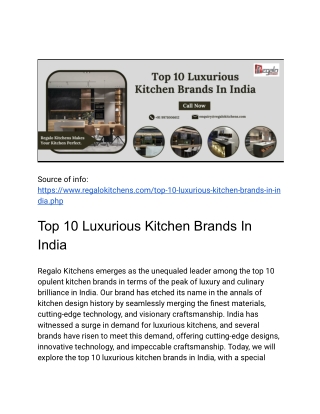 Top 10 Luxurious Kitchen Brands In India