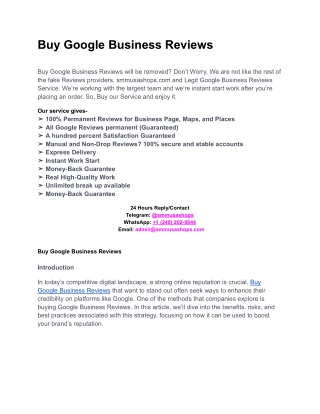 Buy Google Business Reviews