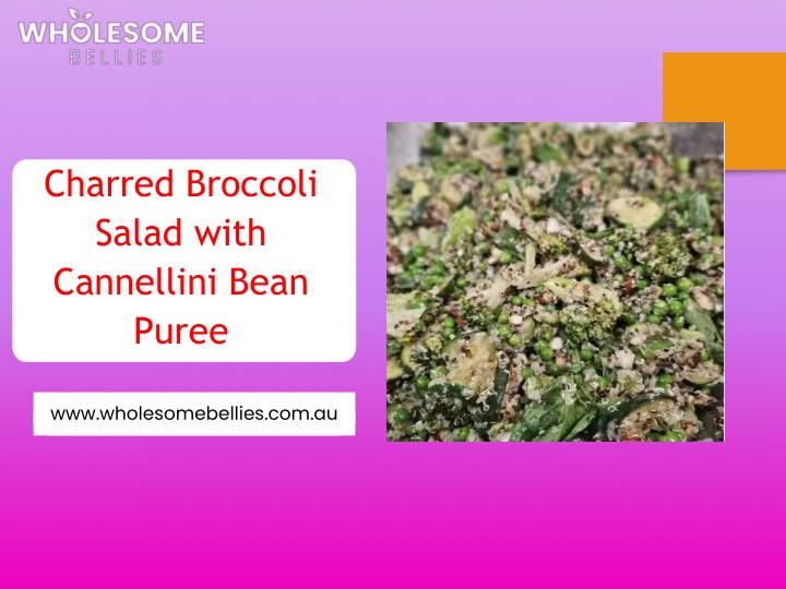 charred broccoli salad with cannellini bean puree