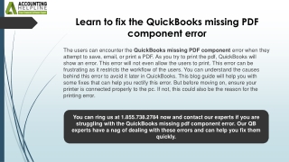 learn to fix the quickbooks missing pdf component error