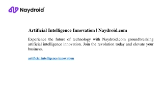 Artificial Intelligence Innovation  Naydroid.com