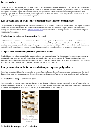 Les présentoirs en bois : une solution polyvalente pour les stands d'exposition