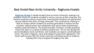 Best Hostel Near Amity University - Raghuma Hostels