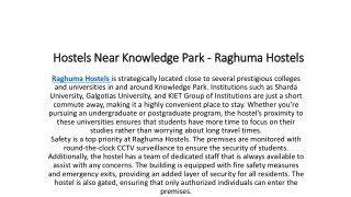 hostels near knowledge park raghuma hostels