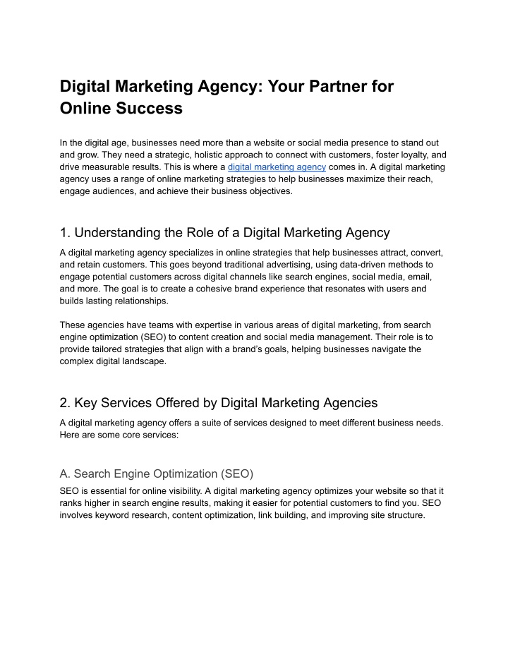 digital marketing agency your partner for online