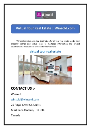 Virtual Tour Real Estate  Winsold