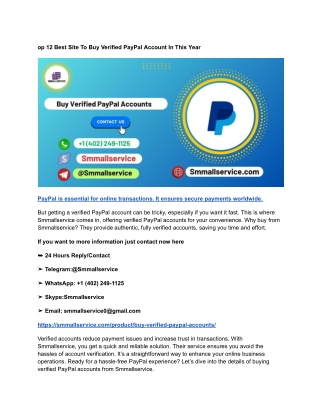 op 12 Best Site To Buy Verified PayPal Account In This Year