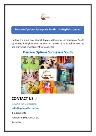 Daycare Options Springvale South  Springkids.com