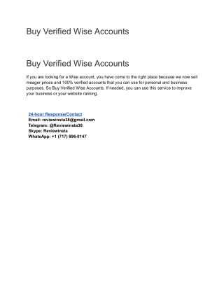 Buy Verified Wise Accounts