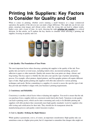 Printing Ink Suppliers_ Key Factors to Consider for Quality and Cost