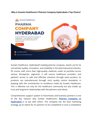 Best Pharma Company Hyderabad