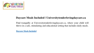 Daycare Meals Included  Universitytenderlovingdaycare.ca